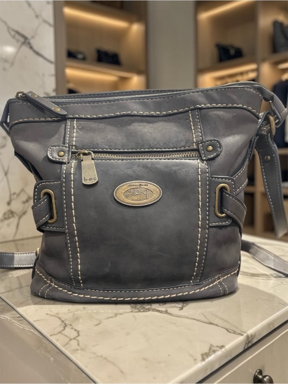 BOC Born Concept Crossbody Bag Black Faux Leather Adjustable​​